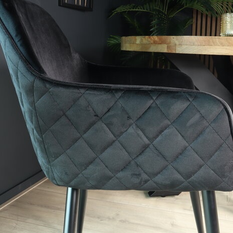 Lizzely Garden & Living Eetkamerstoel met armleuning Ares velvet zwart eetstoel Lizzely Garden & Living Eetkamerstoel met armleuning Ares velvet zwart eetstoel