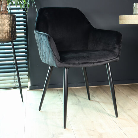Lizzely Garden & Living Eetkamerstoel met armleuning Ares velvet zwart eetstoel Lizzely Garden & Living Eetkamerstoel met armleuning Ares velvet zwart eetstoel