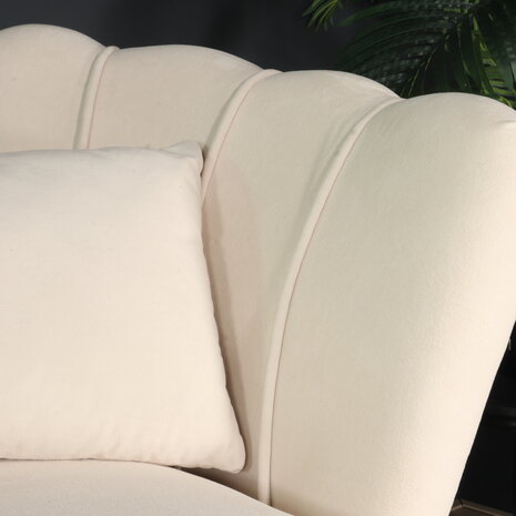 Lizzely Garden & Living Zitbank Anna 2 zits bank velvet creme bankstel 140cm stof incl. 2 kussens