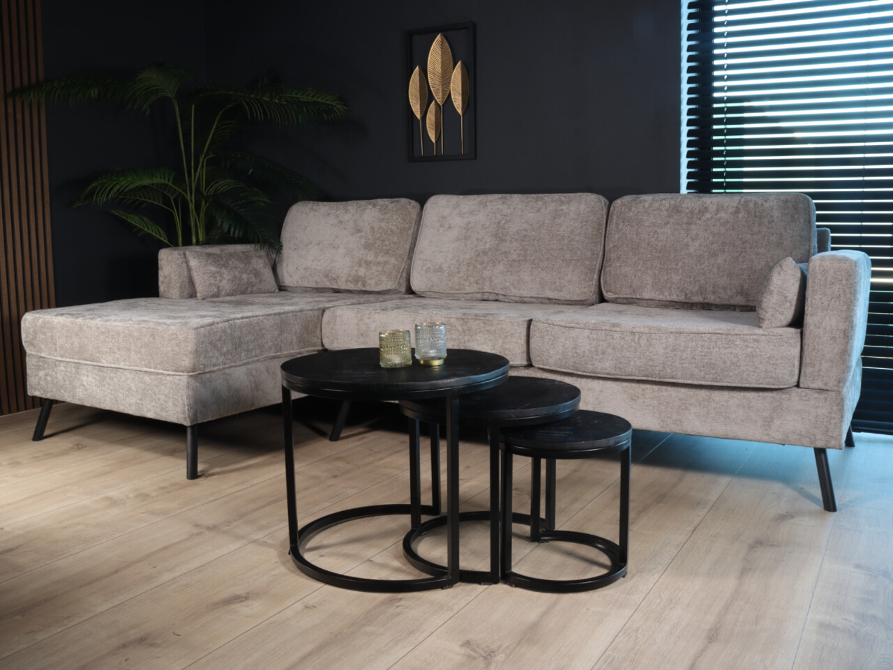Hoekbank design Lizza 270cm bank grijs chenille loungebank zowel links als rechts bankstel Hoekbank design Lizza 270cm bank grijs chenille loungebank zowel links als rechts bankstel