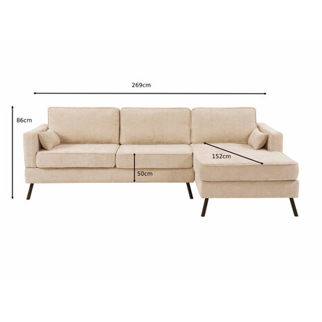 Lizzely Garden & Living Hoekbank design Lizza 270cm bank beige chenille loungebank zowel links als rechts bankstel Lizzely Garden & Living Hoekbank design Lizza 270cm bank beige chenille loungebank zowel links als rechts bankstel