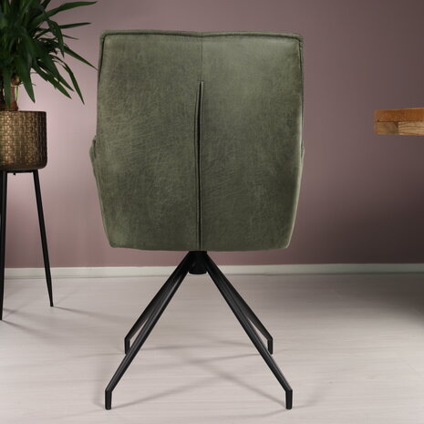 Lizzely Garden & Living Eetkamerstoel met armleuning Bowie donkergroen microvezel eetstoel industrieel Lizzely Garden & Living Eetkamerstoel met armleuning Bowie donkergroen microvezel eetstoel industrieel