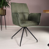 Lizzely Garden & Living Eetkamerstoel met armleuning Bowie donkergroen microvezel eetstoel industrieel Lizzely Garden & Living Eetkamerstoel met armleuning Bowie donkergroen microvezel eetstoel industrieel