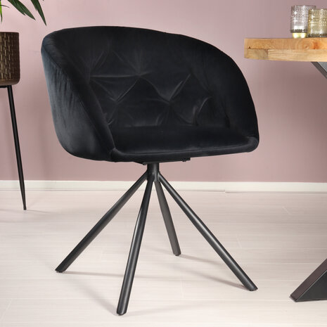 Lizzely Garden & Living Eetkamerstoel draaibaar Tamara zwart velvet draaibare eetstoel Lizzely Garden & Living Eetkamerstoel draaibaar Tamara zwart velvet draaibare eetstoel