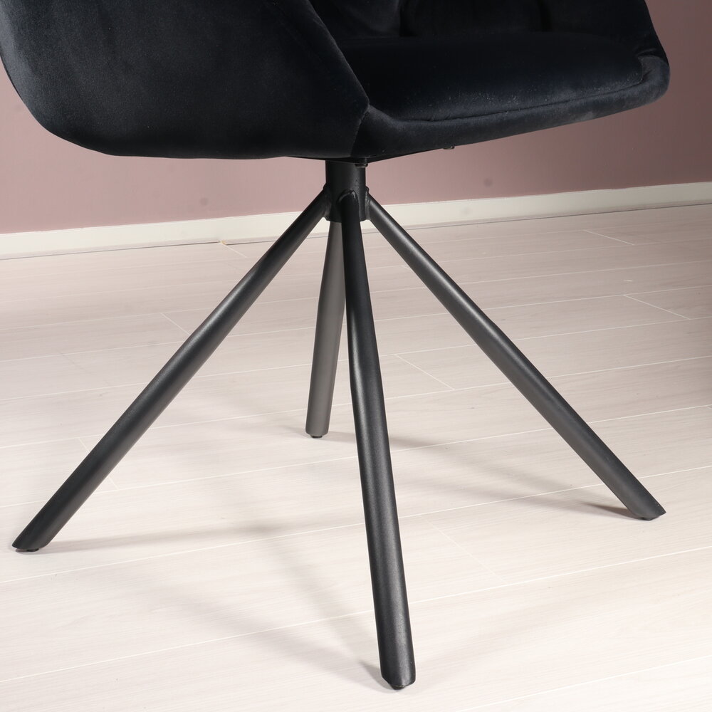 Eetkamerstoel draaibaar Tamara zwart velvet draaibare eetstoel Eetkamerstoel draaibaar Tamara zwart velvet draaibare eetstoel