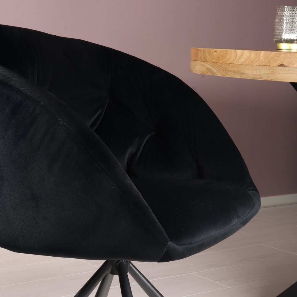 Eetkamerstoel draaibaar Tamara zwart velvet draaibare eetstoel Eetkamerstoel draaibaar Tamara zwart velvet draaibare eetstoel