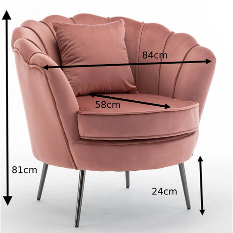 Lizzely Garden & Living Fauteuil zitbank 1 persoons stoel Anna velvet oud roze bankje Lizzely Garden & Living Fauteuil zitbank 1 persoons stoel Anna velvet oud roze bankje