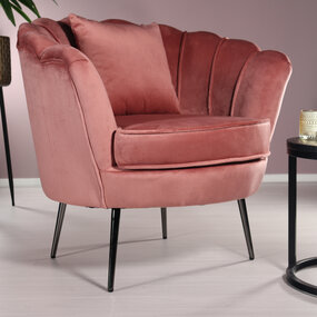 Lizzely Garden & Living Fauteuil zitbank 1 persoons stoel Anna velvet oud roze bankje Lizzely Garden & Living Fauteuil zitbank 1 persoons stoel Anna velvet oud roze bankje