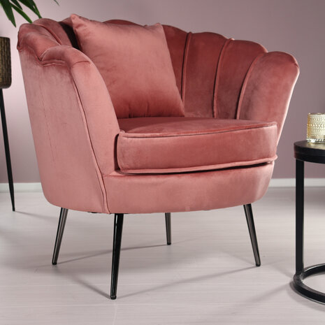 Lizzely Garden & Living Fauteuil zitbank 1 persoons stoel Anna velvet oud roze bankje Lizzely Garden & Living Fauteuil zitbank 1 persoons stoel Anna velvet oud roze bankje