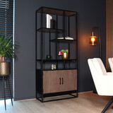 Lizzely Garden & Living Boekenkast mangohout Sidney walnoot bruin kast industrieel duurzaam massief hout mango wandkast Lizzely Garden & Living Boekenkast mangohout Sidney walnoot bruin kast industrieel duurzaam massief hout mango wandkast