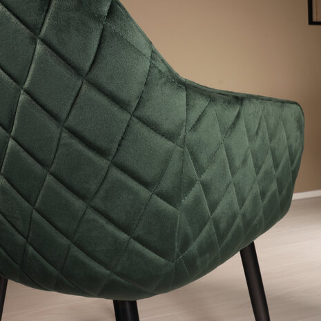 Lizzely Garden & Living Eetkamerstoel met armleuning Ares velvet donkergroen eetstoel Lizzely Garden & Living Eetkamerstoel met armleuning Ares velvet donkergroen eetstoel