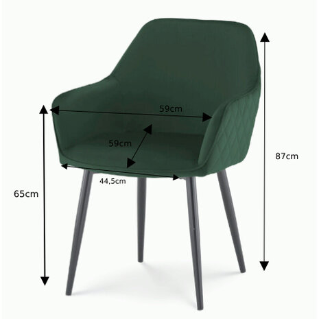 Lizzely Garden & Living Eetkamerstoel met armleuning Ares velvet donkergroen eetstoel Lizzely Garden & Living Eetkamerstoel met armleuning Ares velvet donkergroen eetstoel