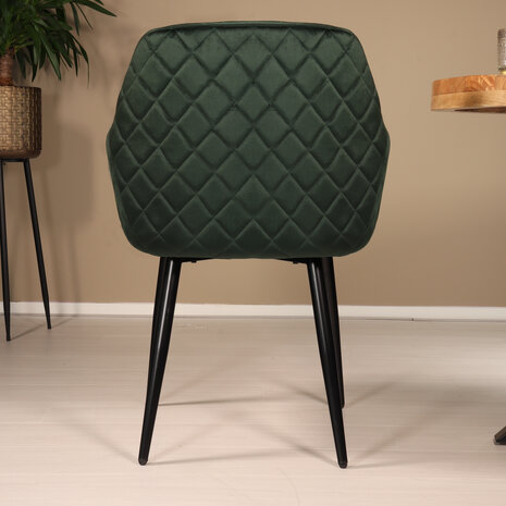Lizzely Garden & Living Eetkamerstoel met armleuning Ares velvet donkergroen eetstoel Lizzely Garden & Living Eetkamerstoel met armleuning Ares velvet donkergroen eetstoel