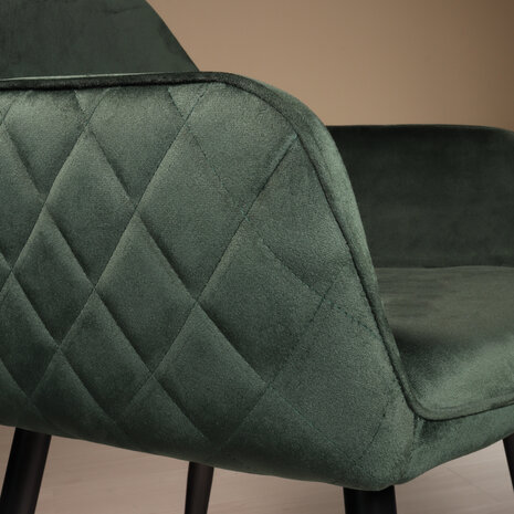 Lizzely Garden & Living Eetkamerstoel met armleuning Ares velvet donkergroen eetstoel Lizzely Garden & Living Eetkamerstoel met armleuning Ares velvet donkergroen eetstoel