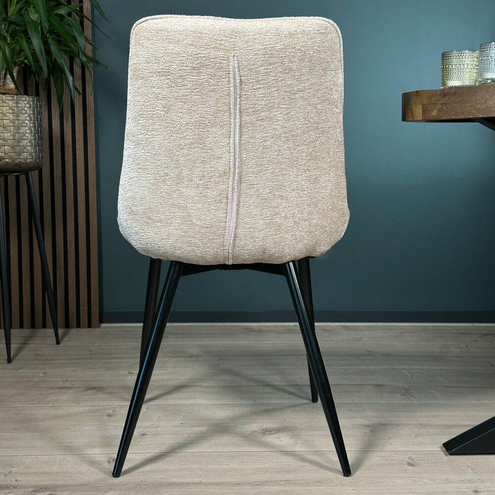 Eetkamerstoel De Vince beige chenille eetstoel Eetkamerstoel De Vince beige chenille eetstoel