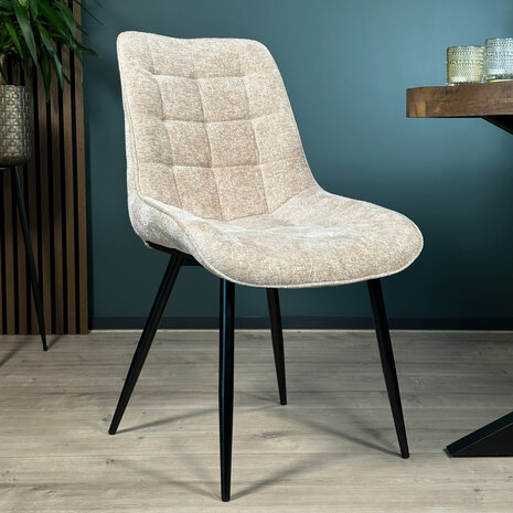 Lizzely Garden & Living Eetkamerstoel De Vince beige chenille eetstoel Lizzely Garden & Living Eetkamerstoel De Vince beige chenille eetstoel