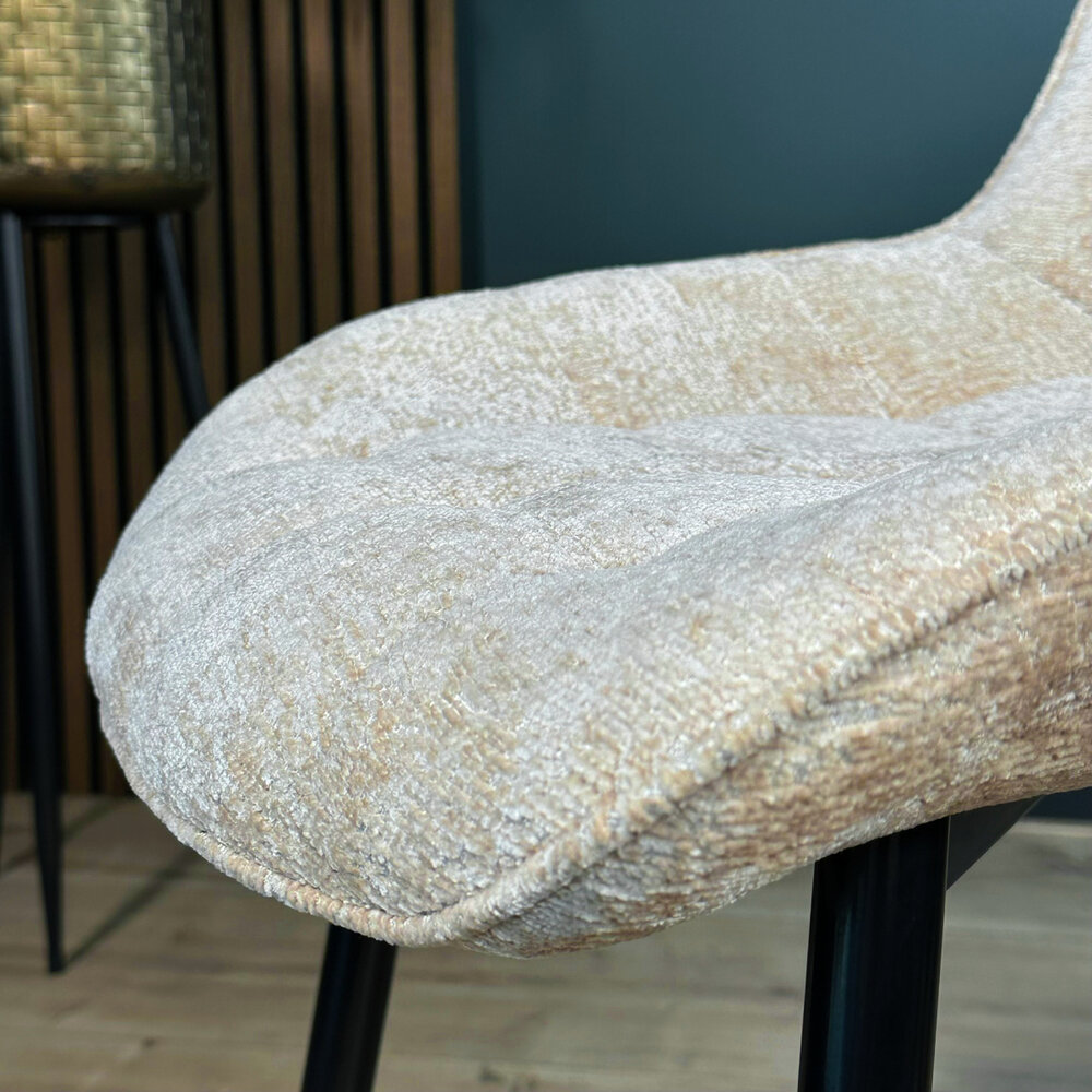 Eetkamerstoel De Vince beige chenille eetstoel Eetkamerstoel De Vince beige chenille eetstoel