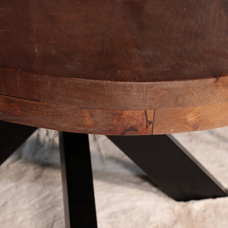Lizzely Garden & Living Tweedekansmodel: Eettafel ovaal mangohout 180cm James bruin ovale industriële tafel duurzaam mango eetkamertafel