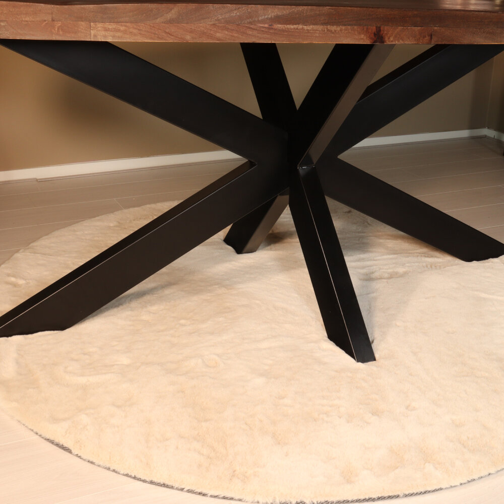 Tweedekansmodel: Eettafel ovaal mangohout 180cm James bruin ovale industriële tafel duurzaam mango eetkamertafel