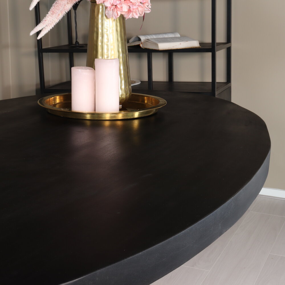 Eettafel ovaal mangohout 180cm James zwart ovale industriële tafel duurzaam mango eetkamertafel Eettafel ovaal mangohout 180cm James zwart ovale industriële tafel duurzaam mango eetkamertafel