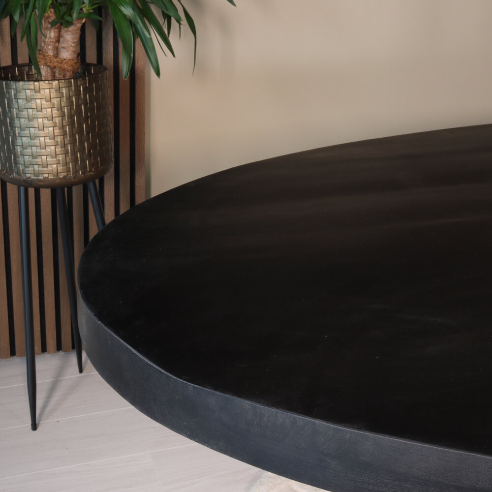 Eettafel ovaal mangohout 180cm James zwart ovale industriële tafel duurzaam mango eetkamertafel Eettafel ovaal mangohout 180cm James zwart ovale industriële tafel duurzaam mango eetkamertafel