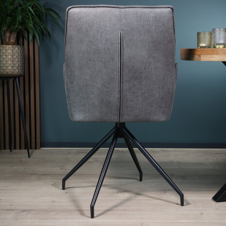 Lizzely Garden & Living Eetkamerstoel met armleuning Bowie antraciet microvezel eetstoel industrieel Lizzely Garden & Living Eetkamerstoel met armleuning Bowie antraciet microvezel eetstoel industrieel