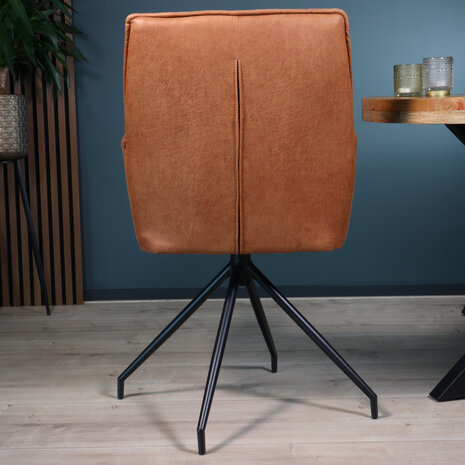 Lizzely Garden & Living Eetkamerstoel met armleuning Bowie cognac microvezel eetstoel industrieel Lizzely Garden & Living Eetkamerstoel met armleuning Bowie cognac microvezel eetstoel industrieel