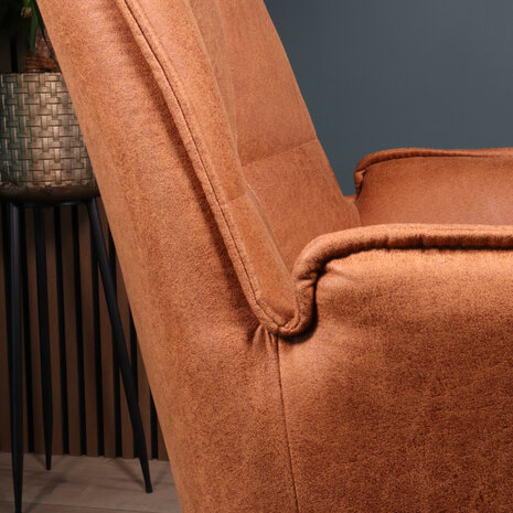 Lizzely Garden & Living Eetkamerstoel met armleuning Bowie cognac microvezel eetstoel industrieel Lizzely Garden & Living Eetkamerstoel met armleuning Bowie cognac microvezel eetstoel industrieel