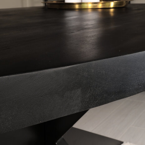 Lizzely Garden & Living Eettafel ovaal mangohout 160cm James zwart ovale industriële tafel duurzaam mango eetkamertafel