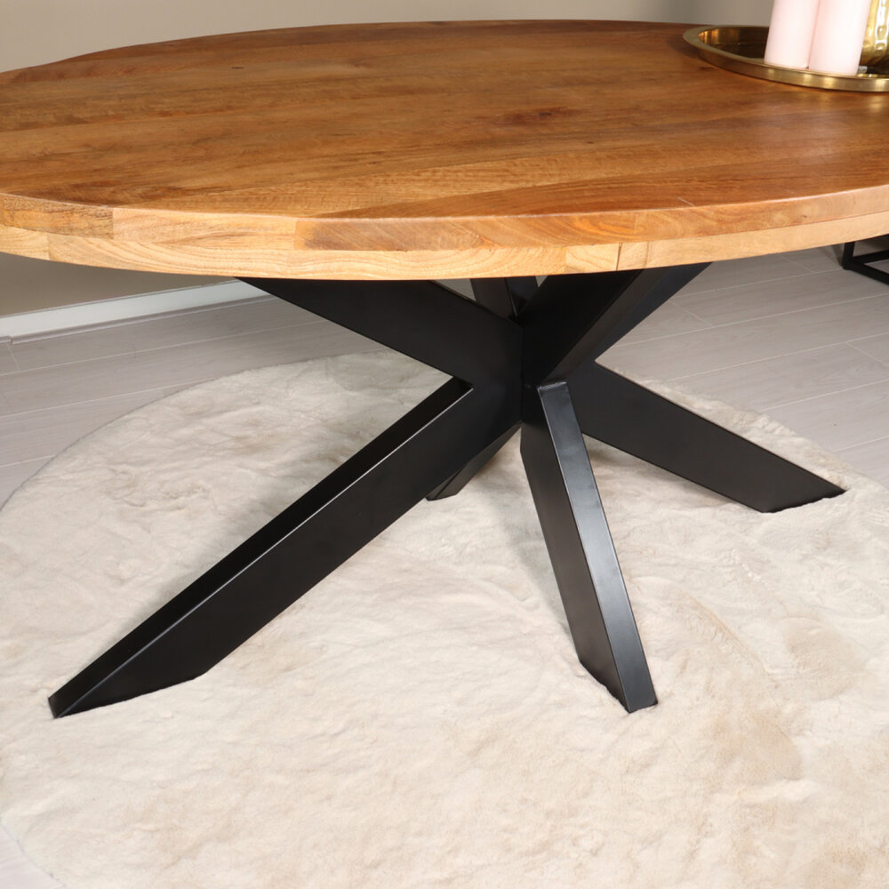 Eettafel ovaal mangohout 160cm James lichtbruin ovale industriële tafel duurzaam mango eetkamertafel Eettafel ovaal mangohout 160cm James lichtbruin ovale industriële tafel duurzaam mango eetkamertafel