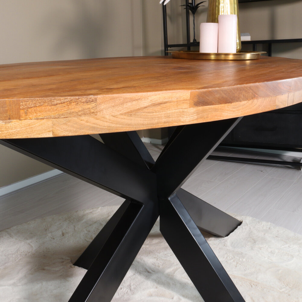 Eettafel ovaal mangohout 160cm James lichtbruin ovale industriële tafel duurzaam mango eetkamertafel Eettafel ovaal mangohout 160cm James lichtbruin ovale industriële tafel duurzaam mango eetkamertafel