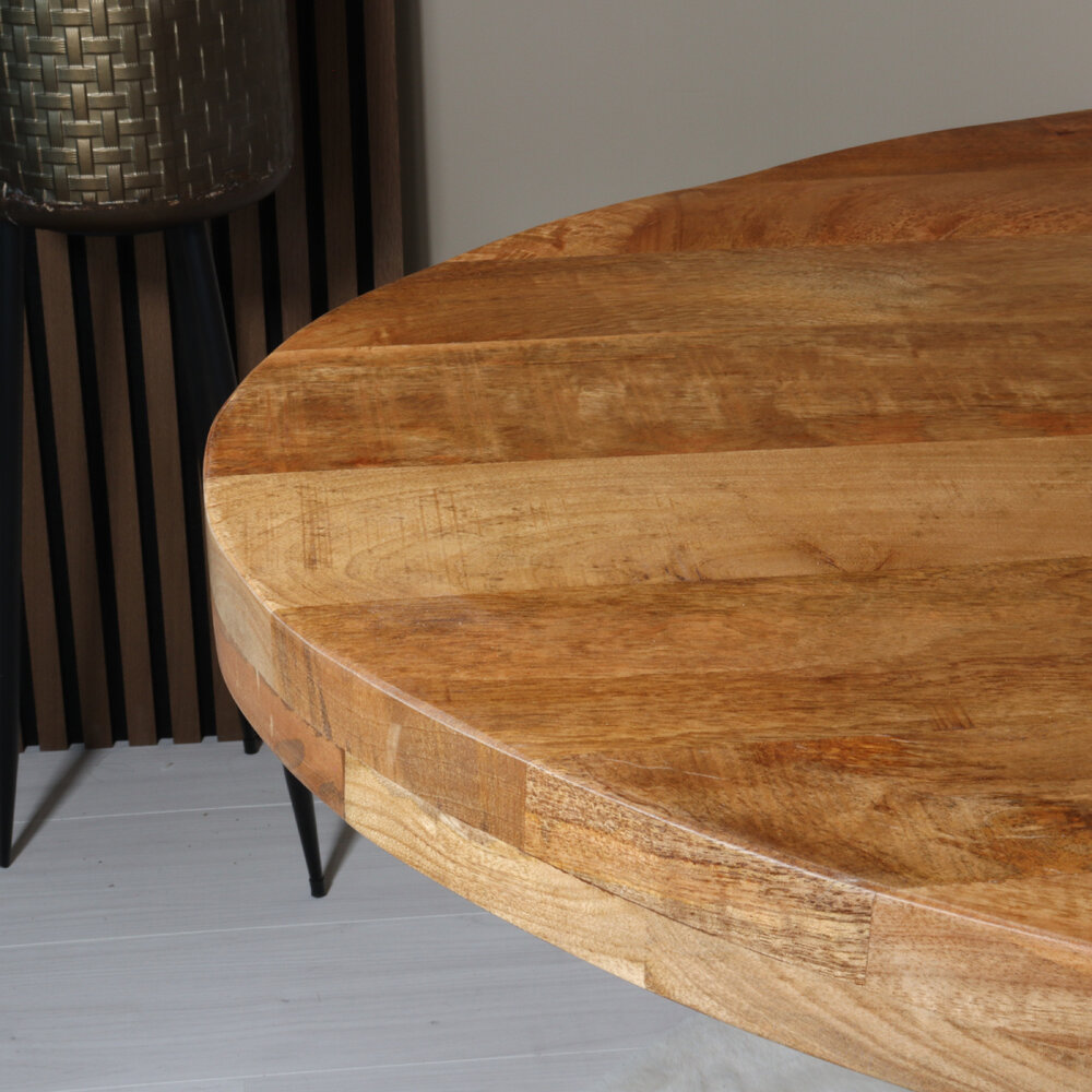 Eettafel ovaal mangohout 160cm James lichtbruin ovale industriële tafel duurzaam mango eetkamertafel Eettafel ovaal mangohout 160cm James lichtbruin ovale industriële tafel duurzaam mango eetkamertafel