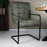 Lizzely Garden & Living Eetkamerstoel met armleuning Indy donkergroen microvezel eetstoel Lizzely Garden & Living Eetkamerstoel met armleuning Indy donkergroen microvezel eetstoel