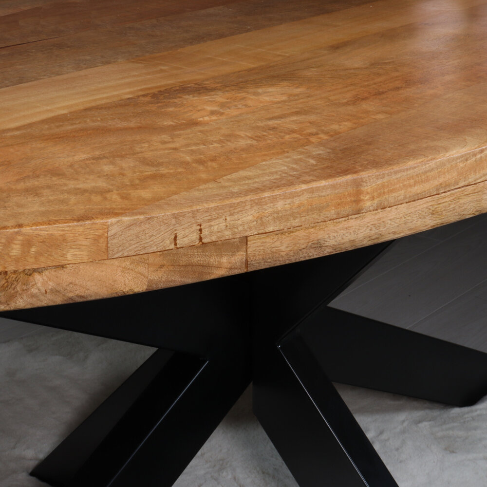 Eettafel ovaal mangohout 180cm James lichtbruin ovale industriële tafel duurzaam mango eetkamertafel Eettafel ovaal mangohout 180cm James lichtbruin ovale industriële tafel duurzaam mango eetkamertafel