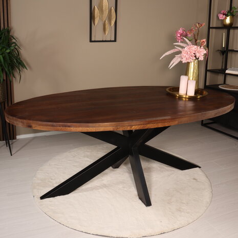 Lizzely Garden & Living Eettafel ovaal mangohout 200cm James bruin ovale industriële tafel duurzaam mango eetkamertafel Lizzely Garden & Living Eettafel ovaal mangohout 200cm James bruin ovale industriële tafel duurzaam mango eetkamertafel