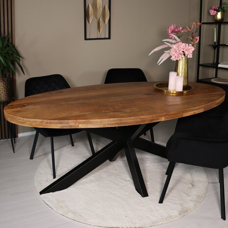 Lizzely Garden & Living Eettafel ovaal mangohout 200cm James lichtbruin ovale industriële tafel duurzaam mango eetkamertafel Lizzely Garden & Living Eettafel ovaal mangohout 200cm James lichtbruin ovale industriële tafel duurzaam mango eetkamertafel