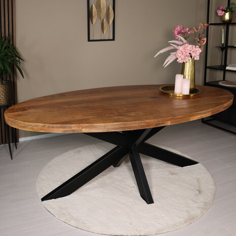 Lizzely Garden & Living Eettafel ovaal mangohout 200cm James lichtbruin ovale industriële tafel duurzaam mango eetkamertafel Lizzely Garden & Living Eettafel ovaal mangohout 200cm James lichtbruin ovale industriële tafel duurzaam mango eetkamertafel