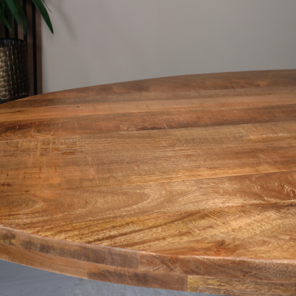 Eettafel ovaal mangohout 200cm James lichtbruin ovale industriële tafel duurzaam mango eetkamertafel Eettafel ovaal mangohout 200cm James lichtbruin ovale industriële tafel duurzaam mango eetkamertafel
