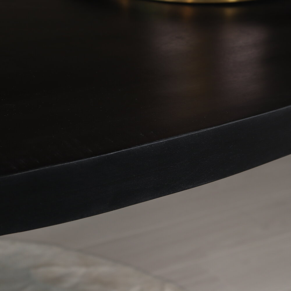 Eettafel ovaal mangohout 200cm James zwart ovale industriële tafel duurzaam mango eetkamertafel