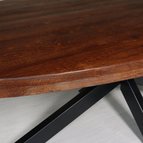 Lizzely Garden & Living Eettafel ovaal mangohout 240cm James bruin ovale industriële tafel duurzaam mango eetkamertafel Lizzely Garden & Living Eettafel ovaal mangohout 240cm James bruin ovale industriële tafel duurzaam mango eetkamertafel