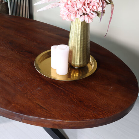 Lizzely Garden & Living Eettafel ovaal mangohout 240cm James bruin ovale industriële tafel duurzaam mango eetkamertafel Lizzely Garden & Living Eettafel ovaal mangohout 240cm James bruin ovale industriële tafel duurzaam mango eetkamertafel