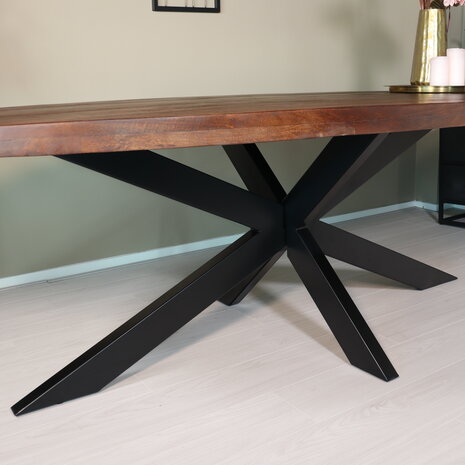 Lizzely Garden & Living Eettafel ovaal mangohout 240cm James bruin ovale industriële tafel duurzaam mango eetkamertafel Lizzely Garden & Living Eettafel ovaal mangohout 240cm James bruin ovale industriële tafel duurzaam mango eetkamertafel