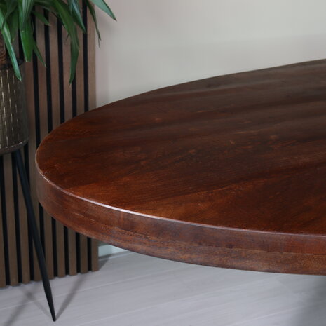 Lizzely Garden & Living Eettafel ovaal mangohout 240cm James bruin ovale industriële tafel duurzaam mango eetkamertafel Lizzely Garden & Living Eettafel ovaal mangohout 240cm James bruin ovale industriële tafel duurzaam mango eetkamertafel