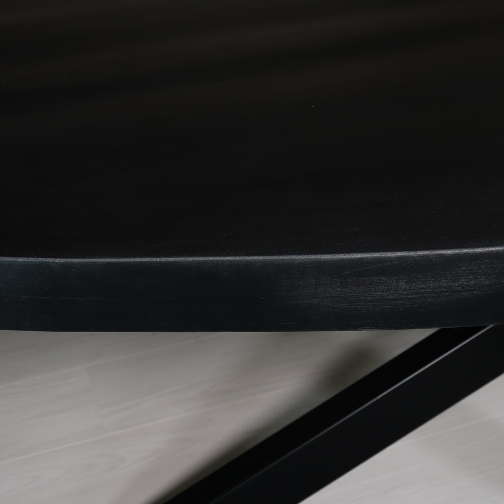 Eettafel ovaal mangohout 240cm James zwart ovale industriële tafel duurzaam mango eetkamertafel