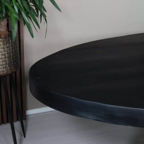 Lizzely Garden & Living Eettafel ovaal mangohout 240cm James zwart ovale industriële tafel duurzaam mango eetkamertafel