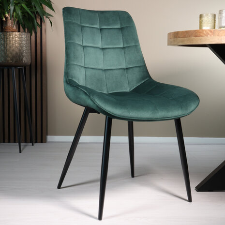 Lizzely Garden & Living Eetkamerstoel De Vince donkergroen velvet eetstoel Lizzely Garden & Living Eetkamerstoel De Vince donkergroen velvet eetstoel