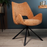 Lizzely Garden & Living Eetkamerstoel draaibaar Kevin ribstof cognac