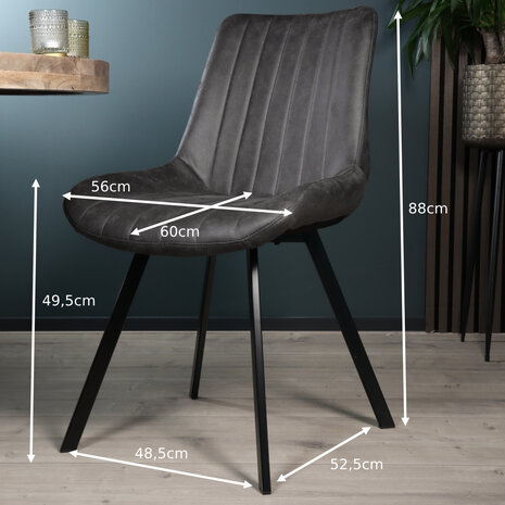 Lizzely Garden & Living Eetkamerstoel Susta grijs microvezel eetstoel