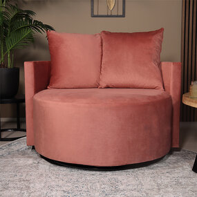 Lizzely Garden & Living Fauteuil loveseat velvet oud roze draaibare fauteuil Lizzely Garden & Living Fauteuil loveseat velvet oud roze draaibare fauteuil
