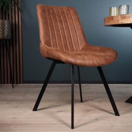 Lizzely Garden & Living Eetkamerstoel Susta cognac microvezel eetstoel